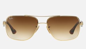 Square Sunglasses Ray-Ban Metal Frame Sunglasses Gradient Brown Sunglasses RB3483