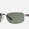Rectangle Sunglasses Black Metal Sunglasses Womens Ray Ban G15 Polarized Lens RB3478