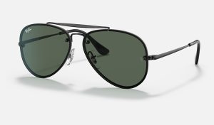 Ray-Ban Classic Aviator Sunglasses Kids Sunglasses Polished Black Green