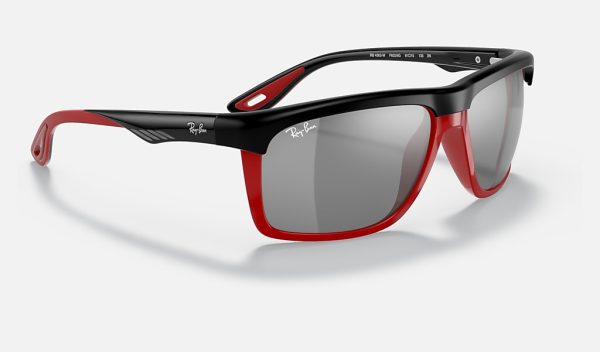 Black Rectangle Sunglasses Nylon Frame Sunglasses Silver Mirror Sunglasses Ray Ban RB4363M Ray Ban Double Bridge