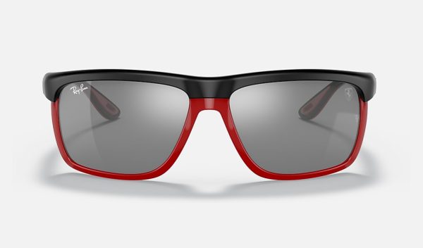Black Rectangle Sunglasses Nylon Frame Sunglasses Silver Mirror Sunglasses Ray Ban RB4363M Ray Ban Double Bridge