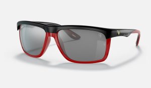 Black Rectangle Sunglasses Nylon Frame Sunglasses Silver Mirror Sunglasses Ray Ban RB4363M Ray Ban Double Bridge