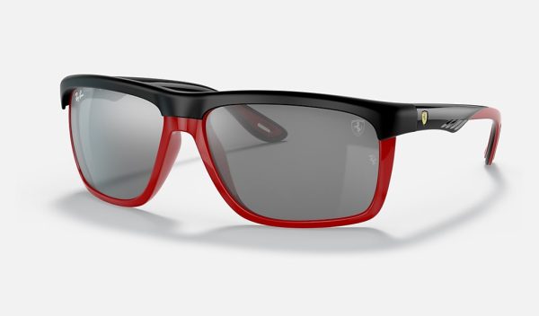 Black Rectangle Sunglasses Nylon Frame Sunglasses Silver Mirror Sunglasses Ray Ban RB4363M Ray Ban Double Bridge
