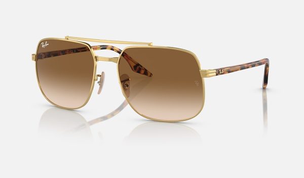 Ray Ban Round Metal Gold Square Sunglasses Ray-Ban Gradient Brown Sunglasses RB3699