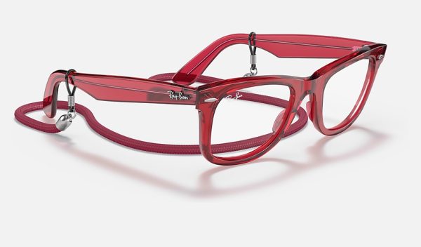 Ray-Ban Wayfarer Style Sunglasses Red Transparent Sunglasses Ray Ban Cord RB2140