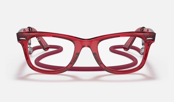 Ray-Ban Wayfarer Style Sunglasses Red Transparent Sunglasses Ray Ban Cord RB2140