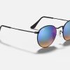 Ray Ban Round Sunglasses Black Ray Ban Blue Mirror Sunglasses ROUND FLASH LENSES GRADIENT