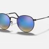 Ray Ban Round Sunglasses Black Ray Ban Blue Mirror Sunglasses ROUND FLASH LENSES GRADIENT