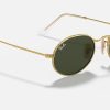 Ray Ban Round Sunglasses Gold Oval Black Sunglasses Mens Metal Sunglasses Ray Ban G15 Polarized Lens OVAL